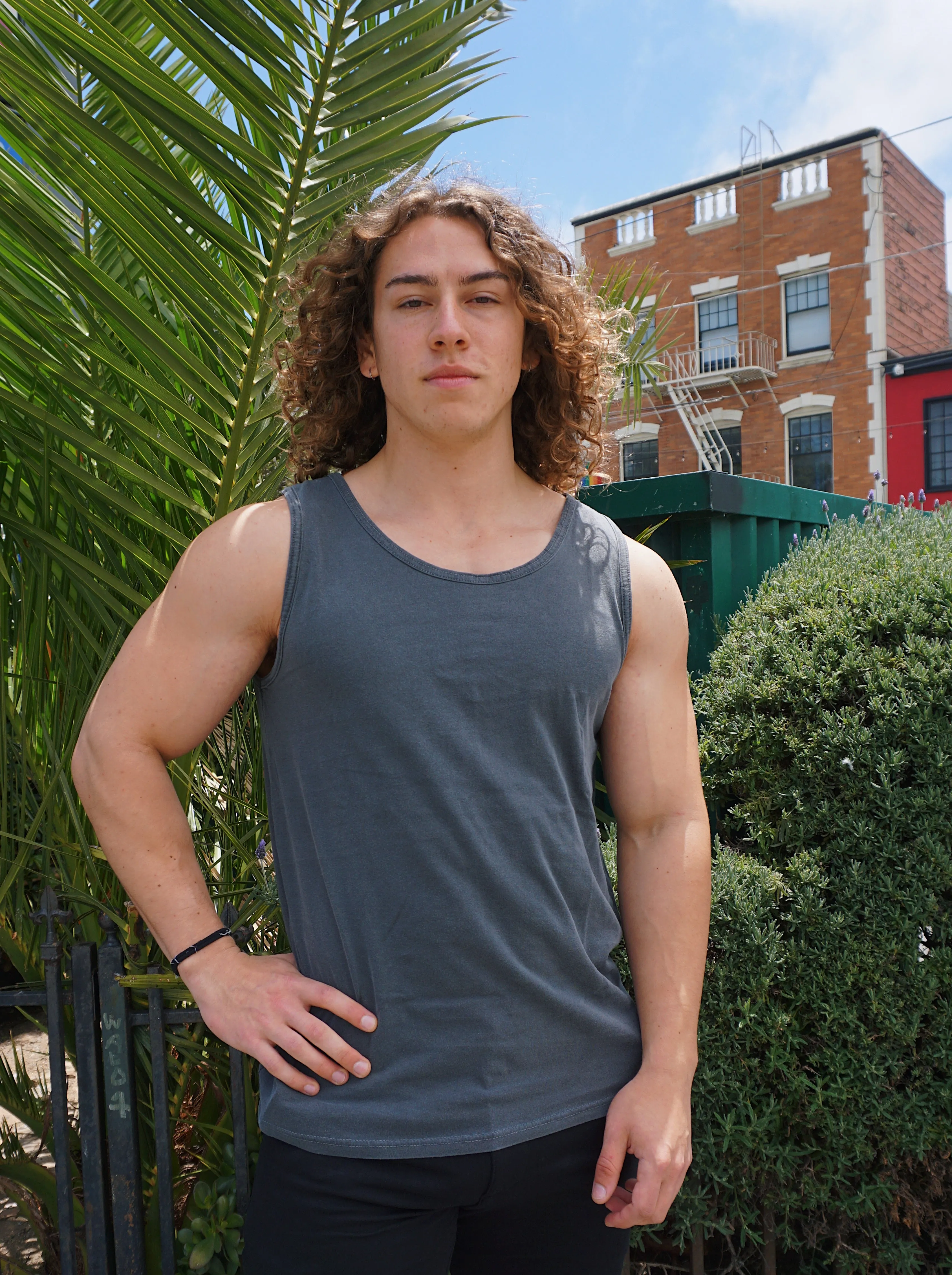 ROLO TOP-DYE TANK TOP - LEAD GRAY