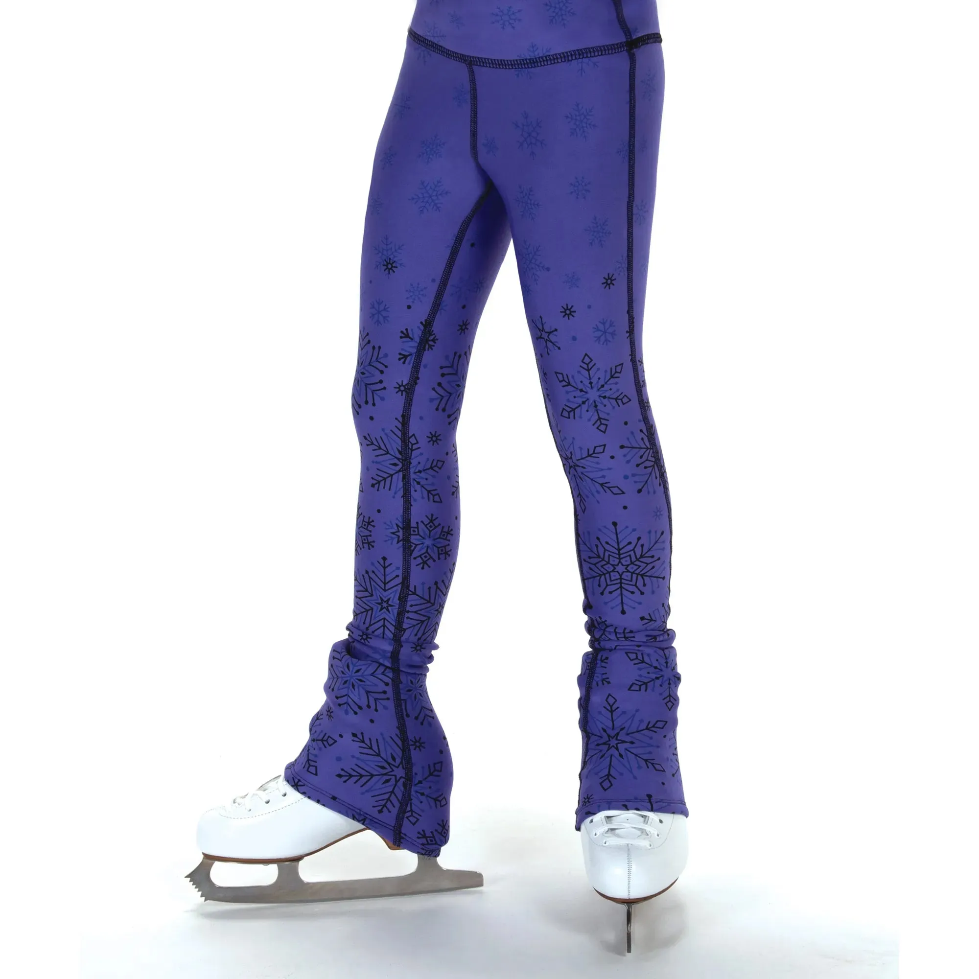 S122 Competition Figure Skating Snow Fleece Print Leggings