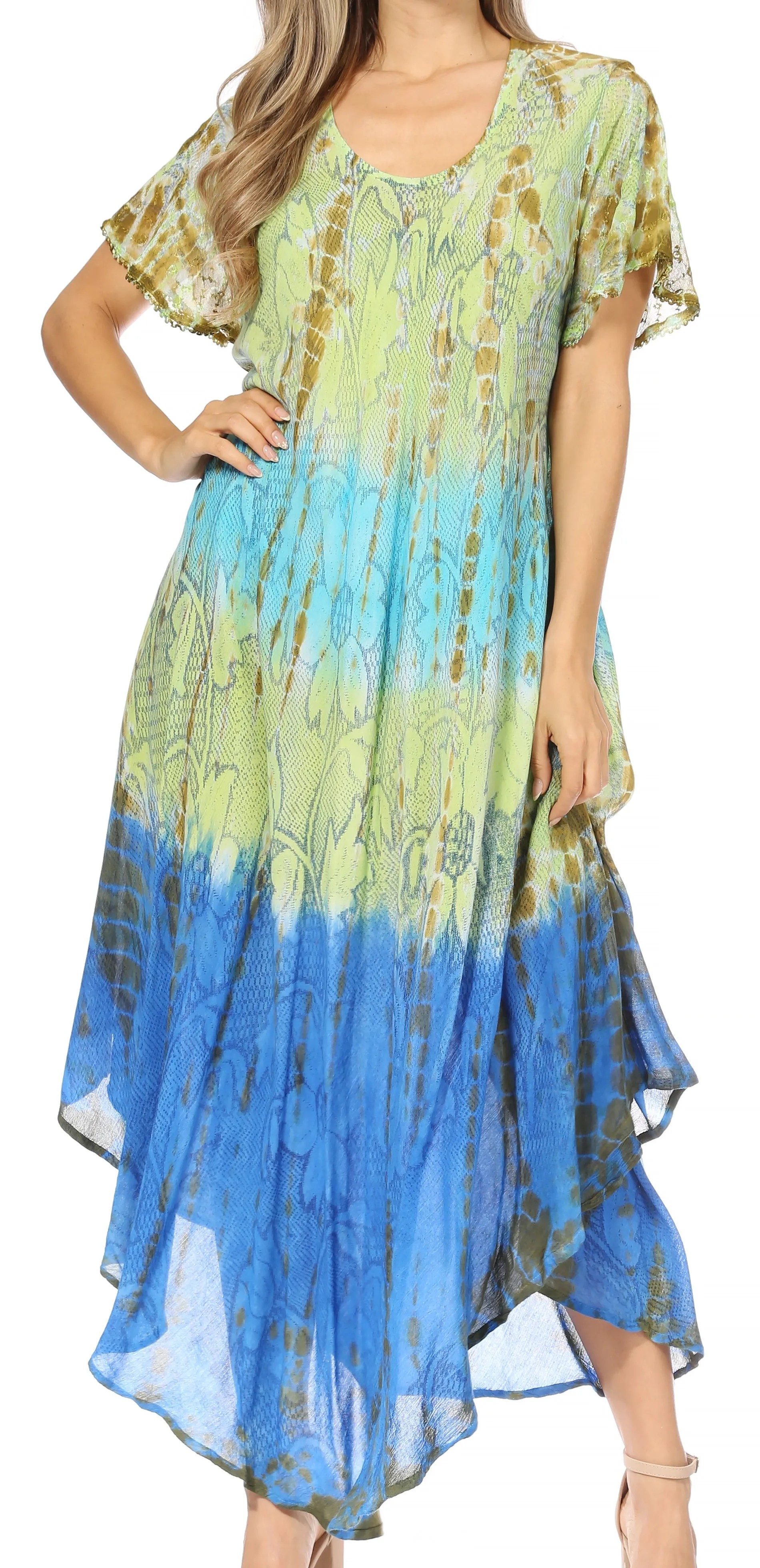 Sakkas Mika Ombre Floral Caftan Dress