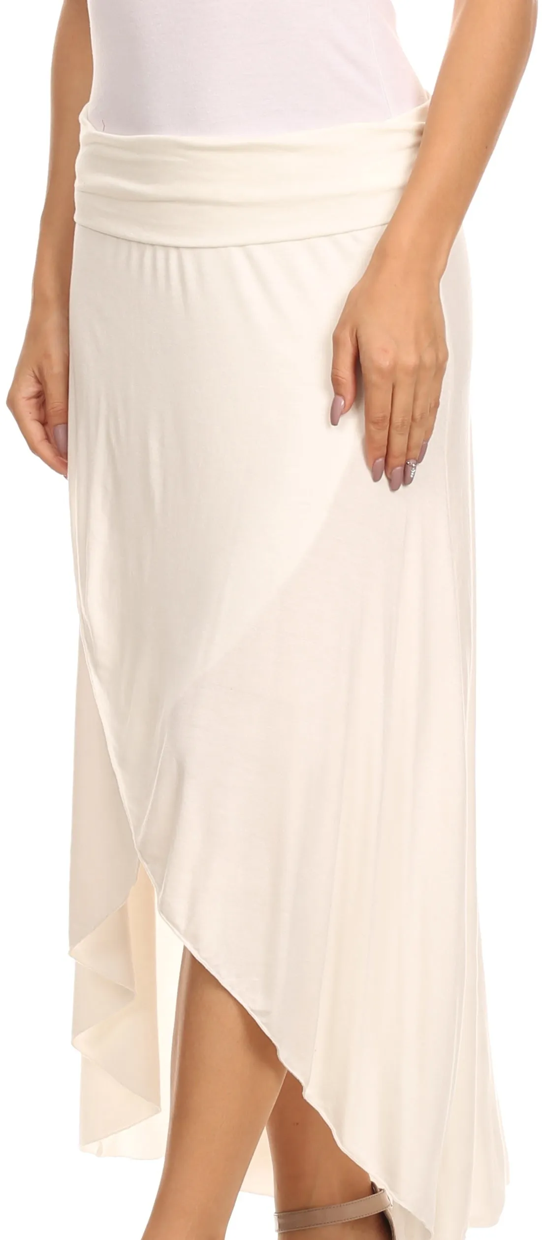 Sakkas Soft Jersey Feel Solid Color Strapless High Low Dress / Skirt