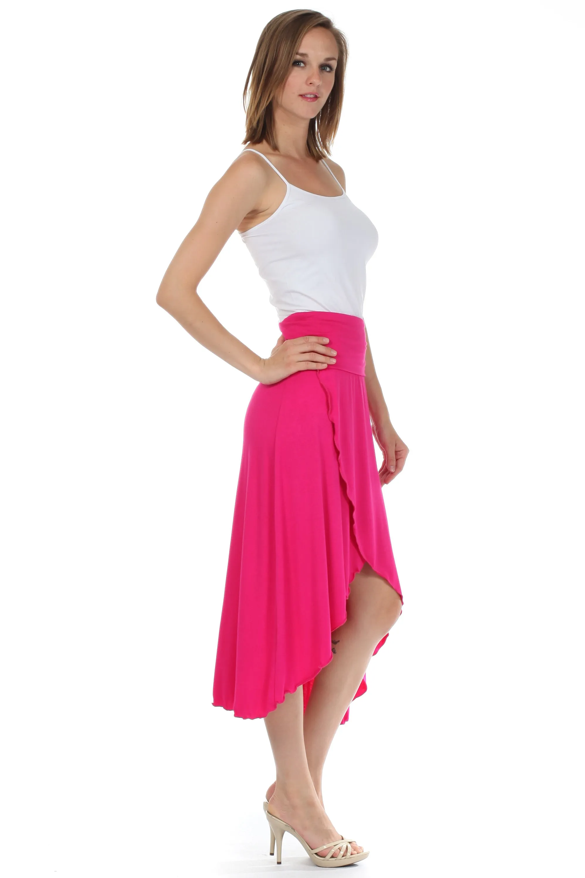 Sakkas Soft Jersey Feel Solid Color Strapless High Low Dress / Skirt