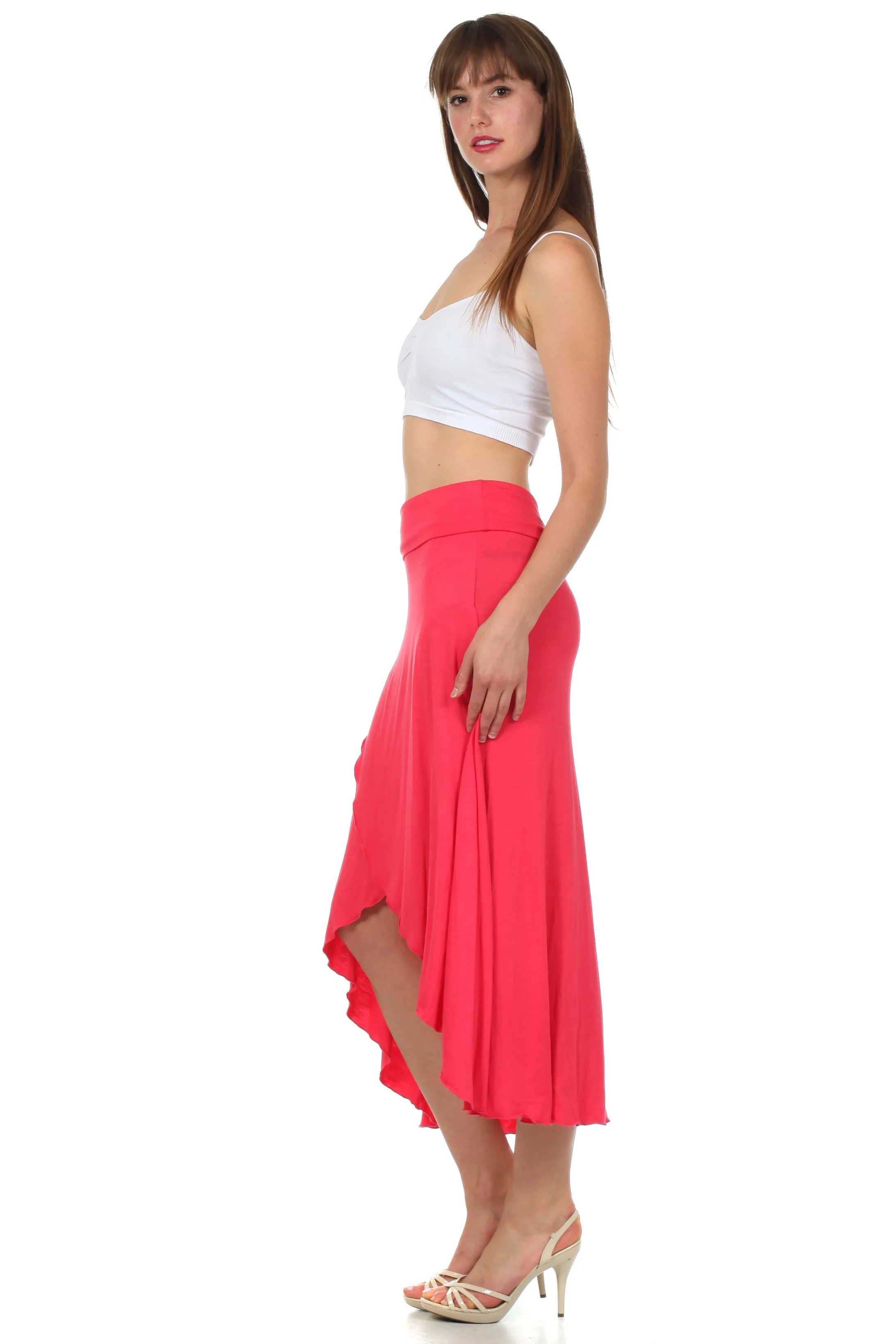 Sakkas Soft Jersey Feel Solid Color Strapless High Low Dress / Skirt