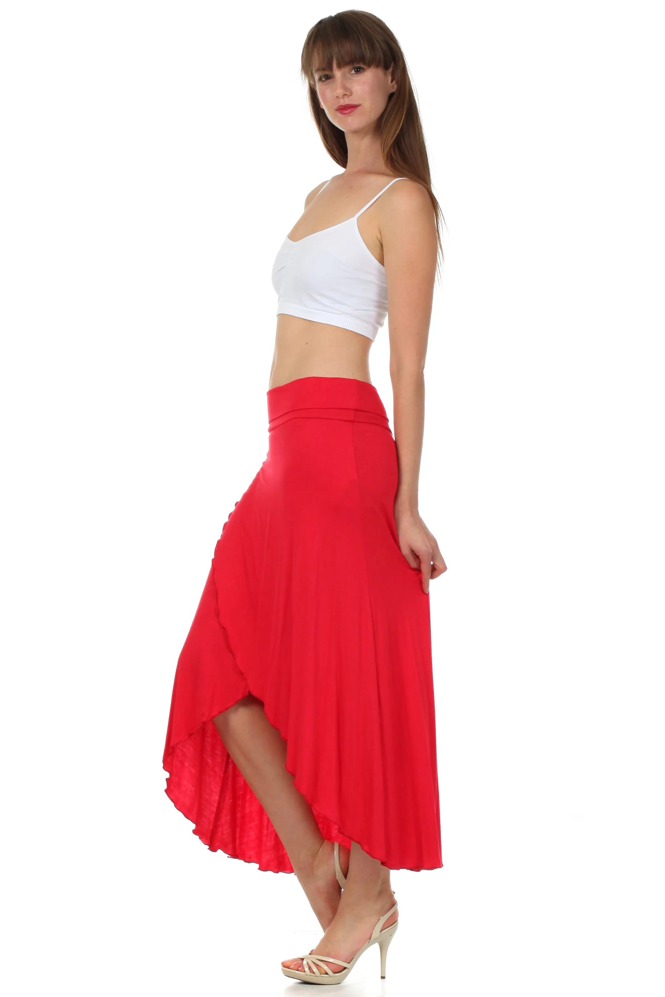 Sakkas Soft Jersey Feel Solid Color Strapless High Low Dress / Skirt