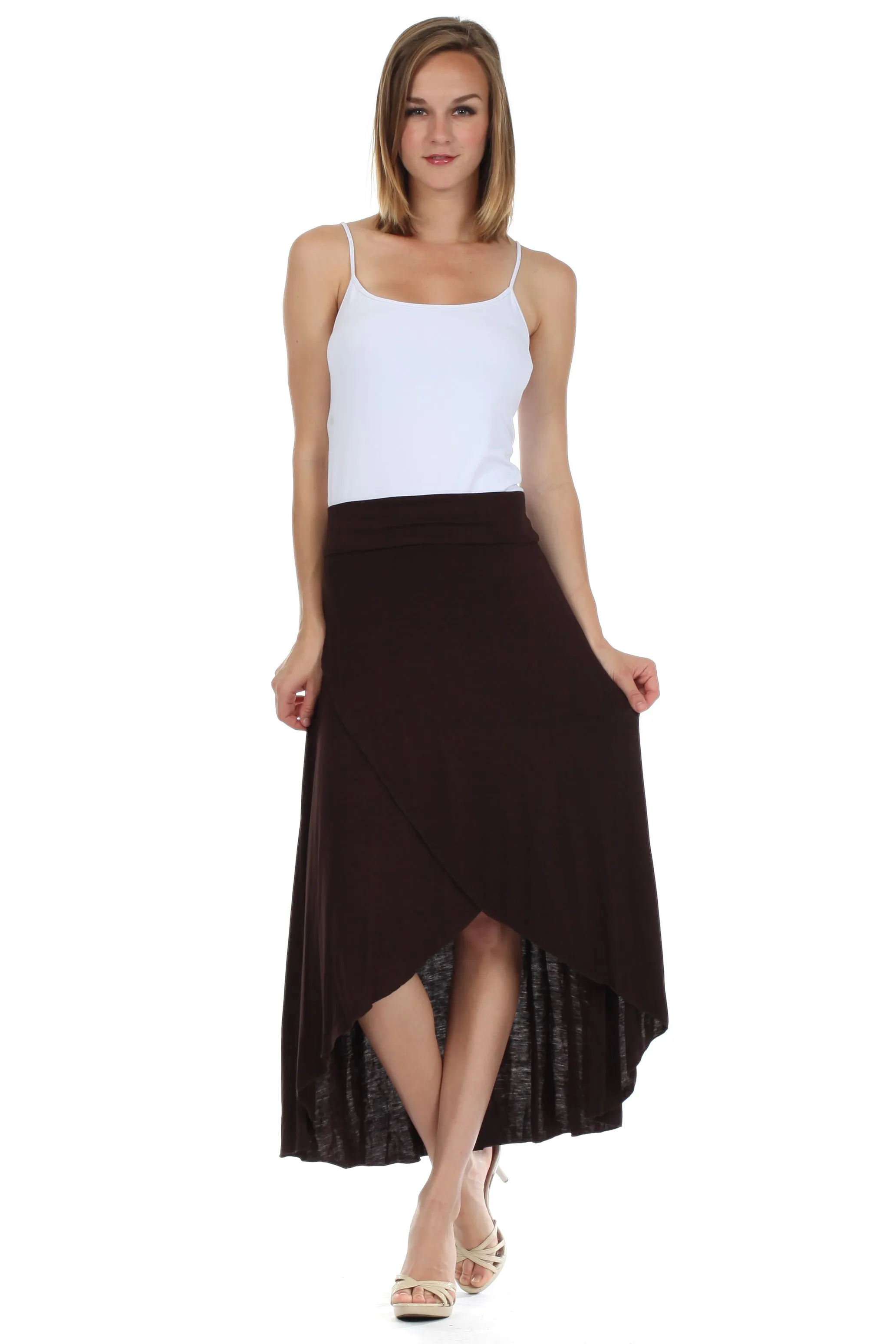 Sakkas Soft Jersey Feel Solid Color Strapless High Low Dress / Skirt