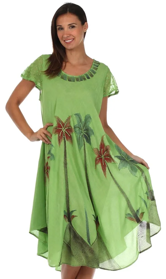 Sakkas Watercolor Palm Tree Tank Caftan Dress