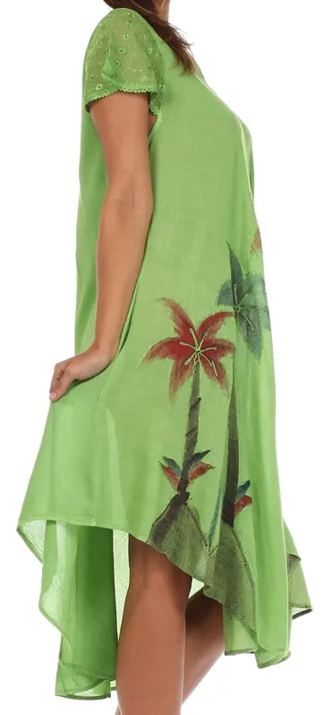 Sakkas Watercolor Palm Tree Tank Caftan Dress