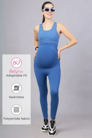 Seamless Adaptable Bump Support Federal Blue Maternity Leggings