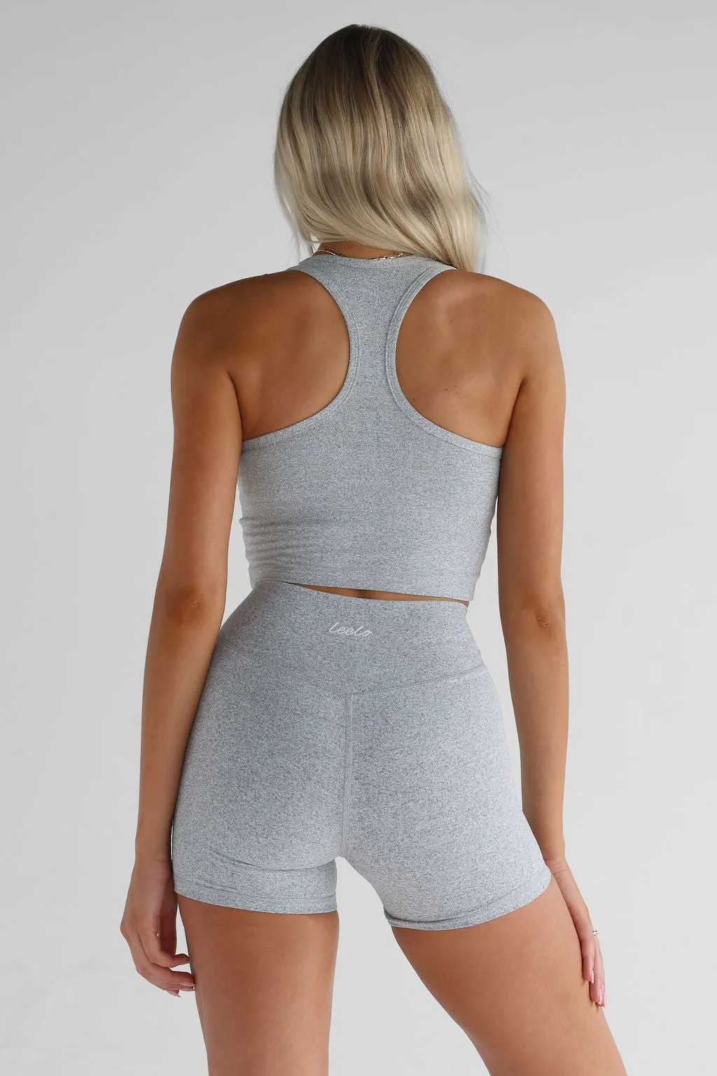 Signature Racer Back Crop - Marl Grey