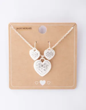 Silver Diamante Necklace & Earring Set