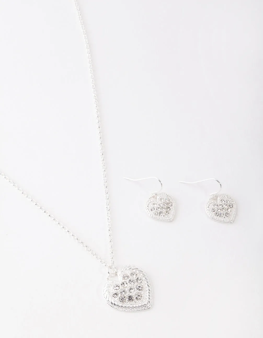 Silver Diamante Necklace & Earring Set