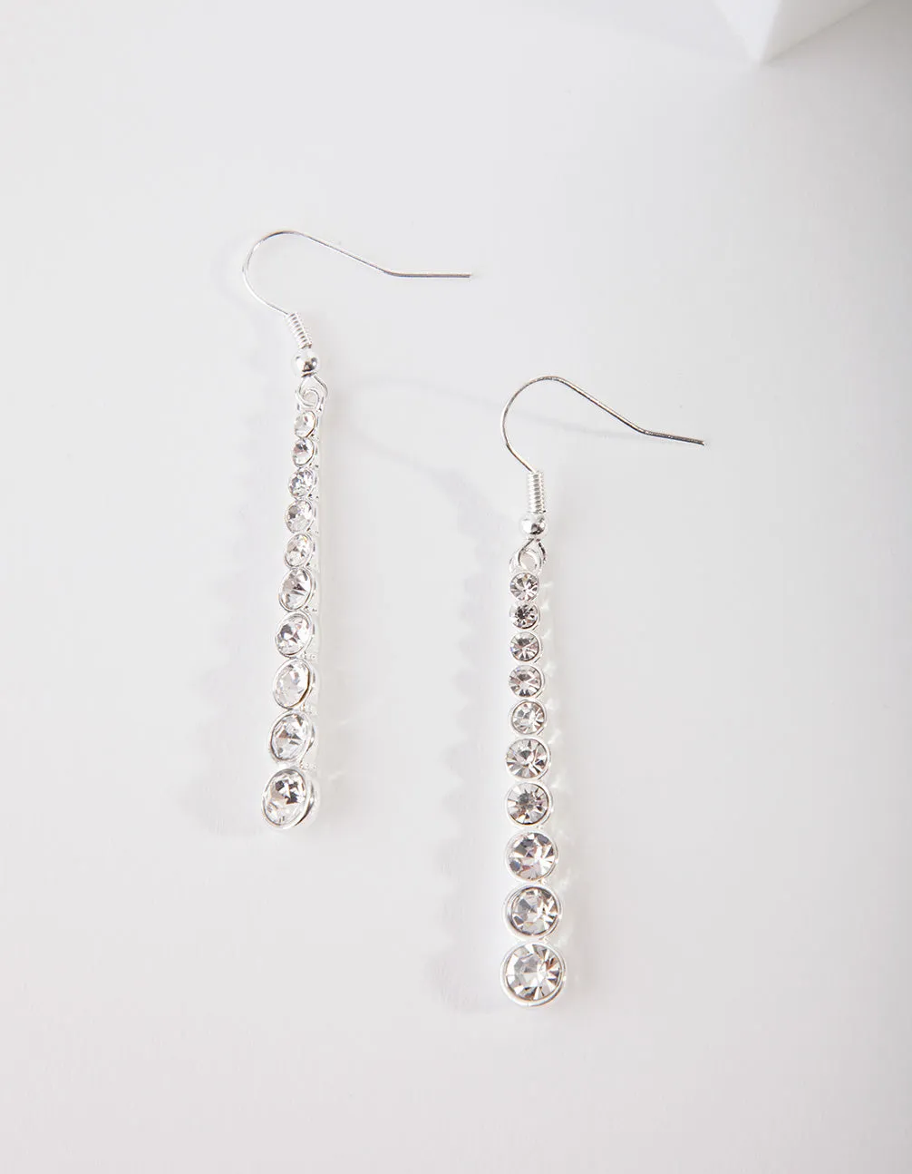 Silver Gradual Diamante Drop Earrings