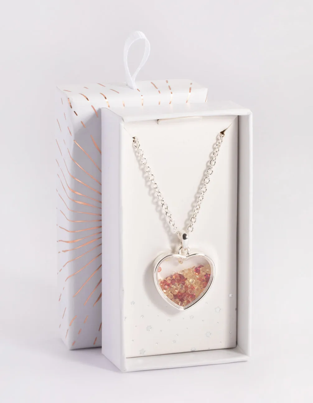 Silver Heart Diamante Shaker Necklace