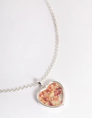 Silver Heart Diamante Shaker Necklace