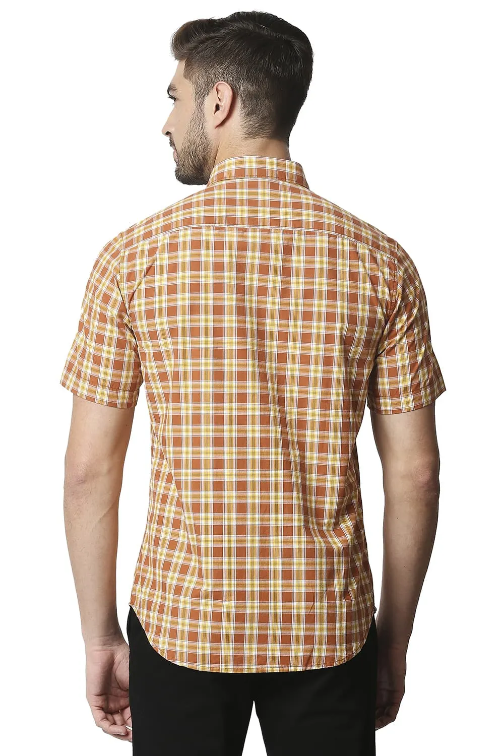 Slim Fit Checks Halfsleeves Shirt