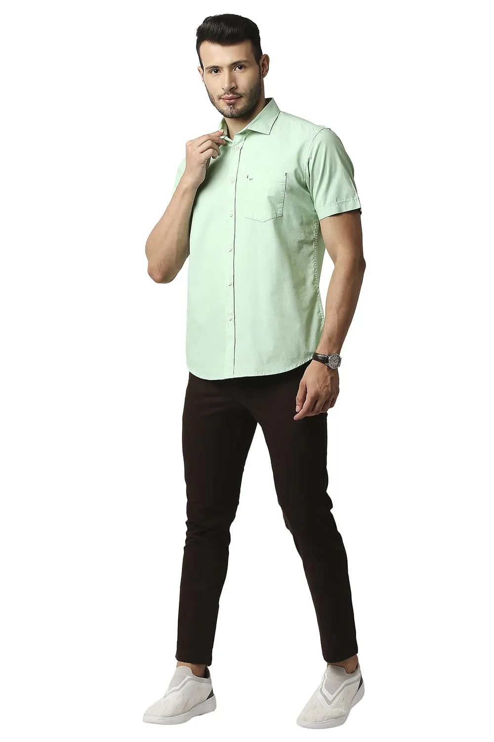 Slim Fit Fil-a-fil Halfsleeves Shirt