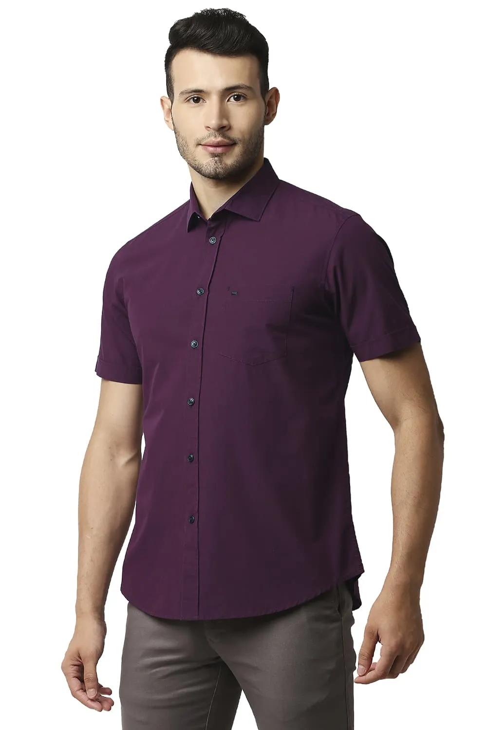 Slim Fit Fil-a-fil Halfsleeves Shirt