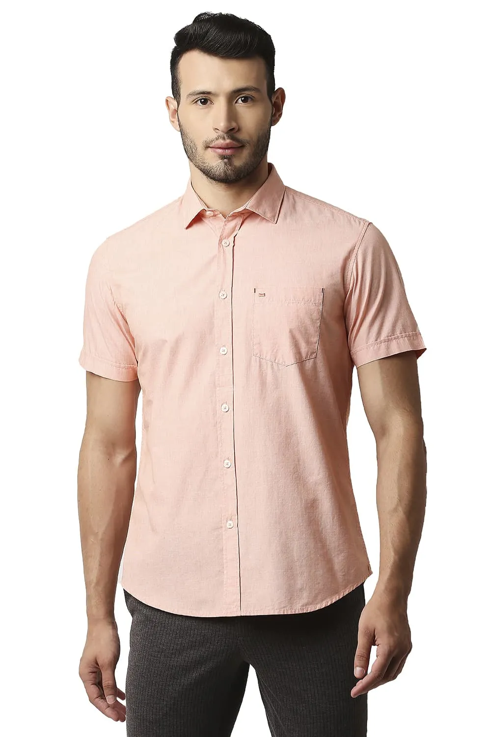 Slim Fit Fil-a-fil Halfsleeves Shirt