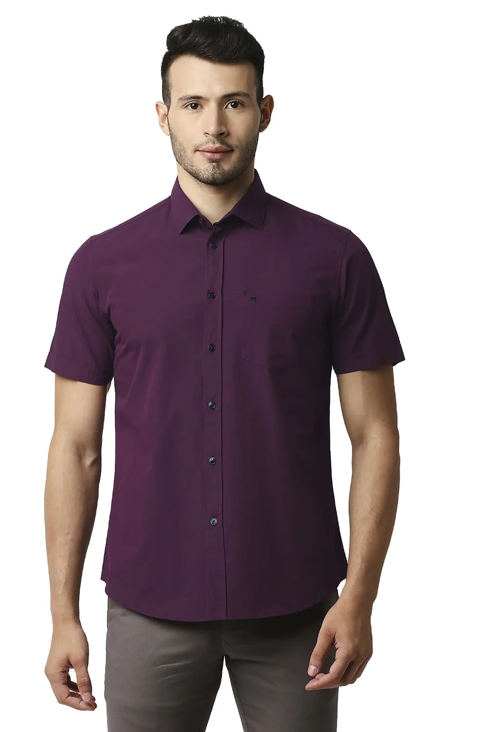 Slim Fit Fil-a-fil Halfsleeves Shirt