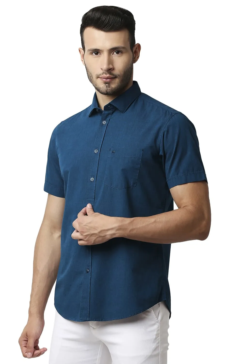 Slim Fit Fil-a-fil Halfsleeves Shirt