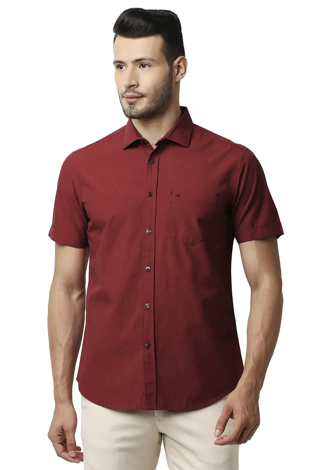 Slim Fit Fil-a-fil Halfsleeves Shirt