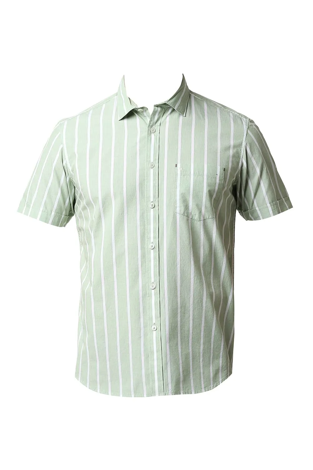 Slim Fit Fil-a-fil Stripe Halfsleeves Shirt