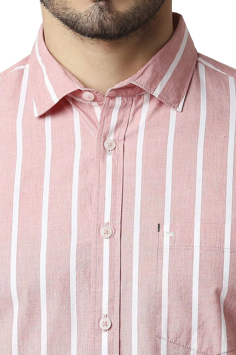 Slim Fit Fil-a-fil Stripe Halfsleeves Shirt