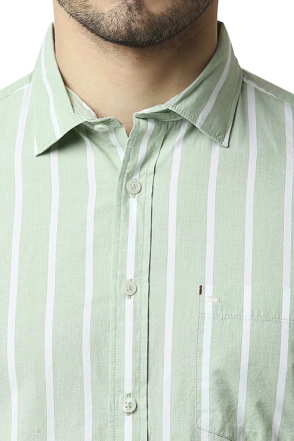 Slim Fit Fil-a-fil Stripe Halfsleeves Shirt