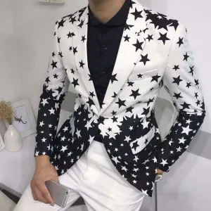 Star Printed Slim Fit Stage Club Blazer