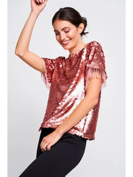 Stina Beaded Sequin Top