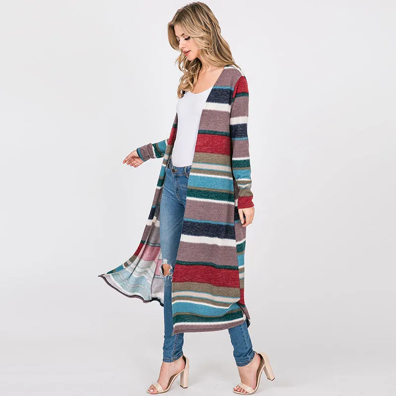 Stripe Maxi Cardigan Teal