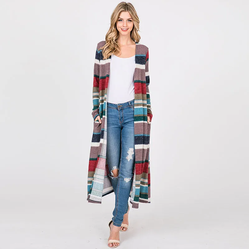 Stripe Maxi Cardigan Teal