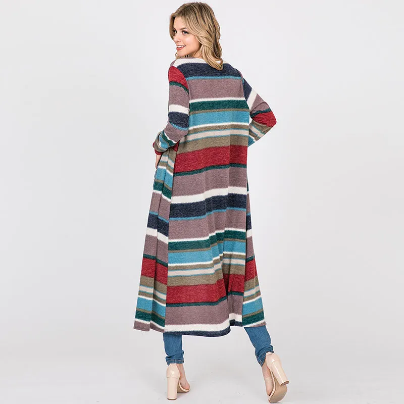 Stripe Maxi Cardigan Teal