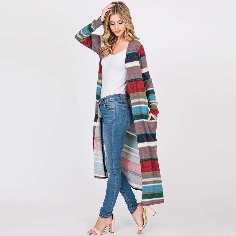 Stripe Maxi Cardigan Teal