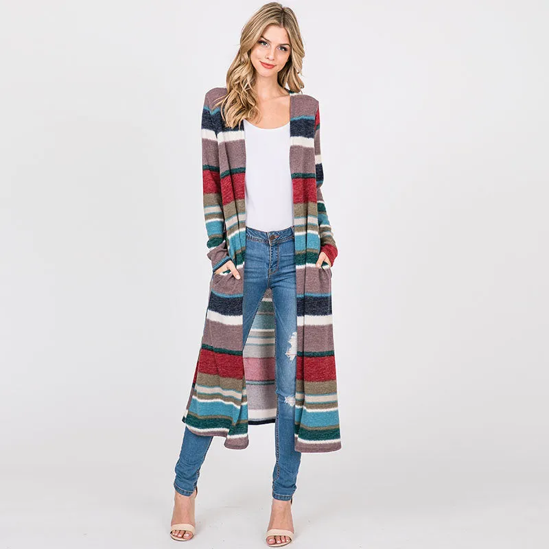 Stripe Maxi Cardigan Teal