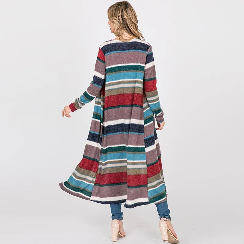 Stripe Maxi Cardigan Teal