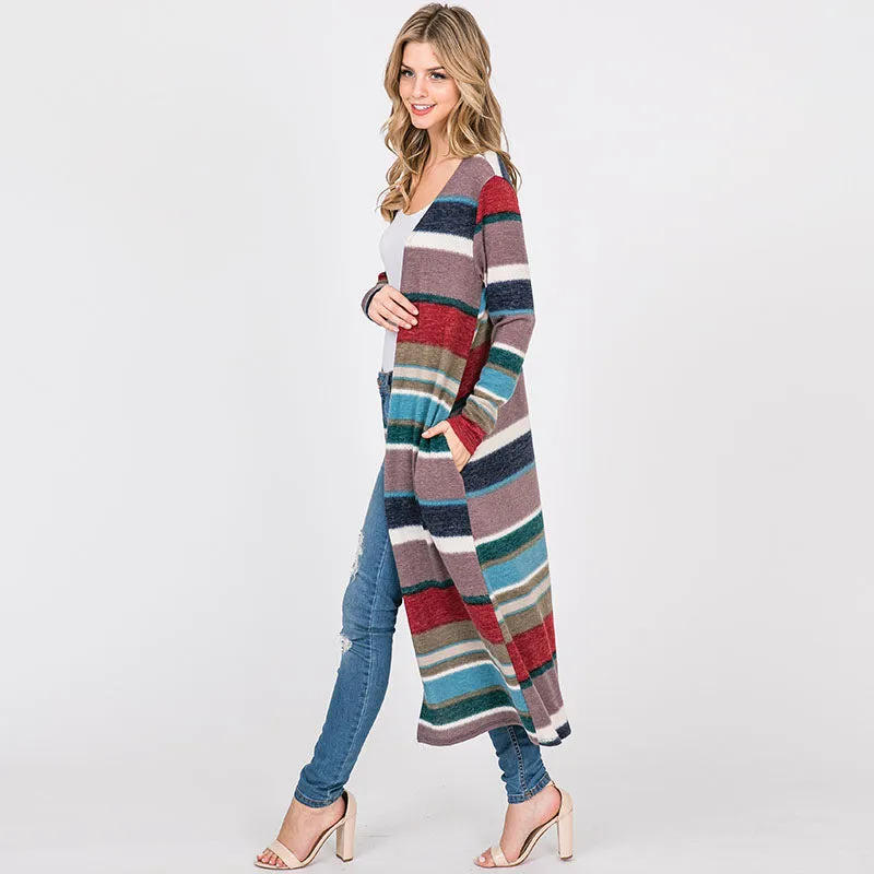 Stripe Maxi Cardigan Teal