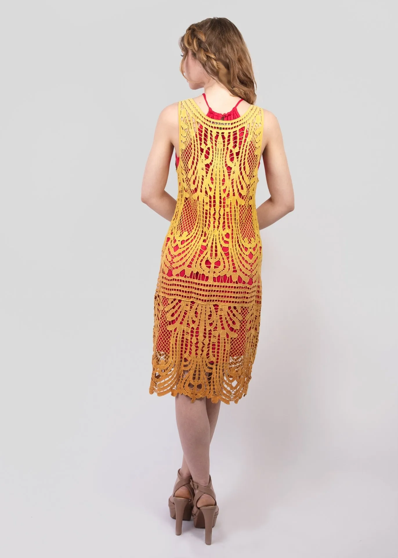 Sunset ombre crochet lace dress