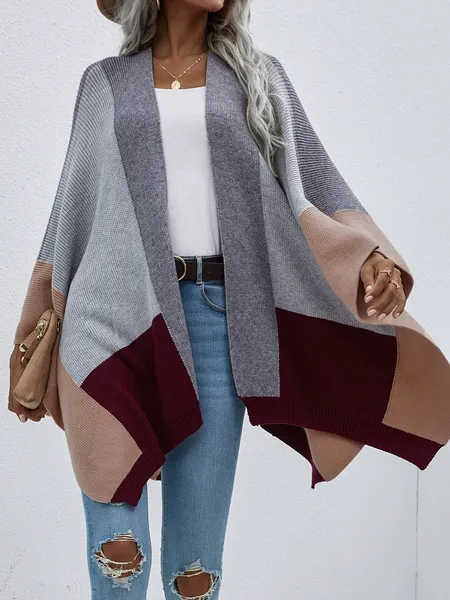 TEEK - Colorblock Knitted Cardigan Shawl