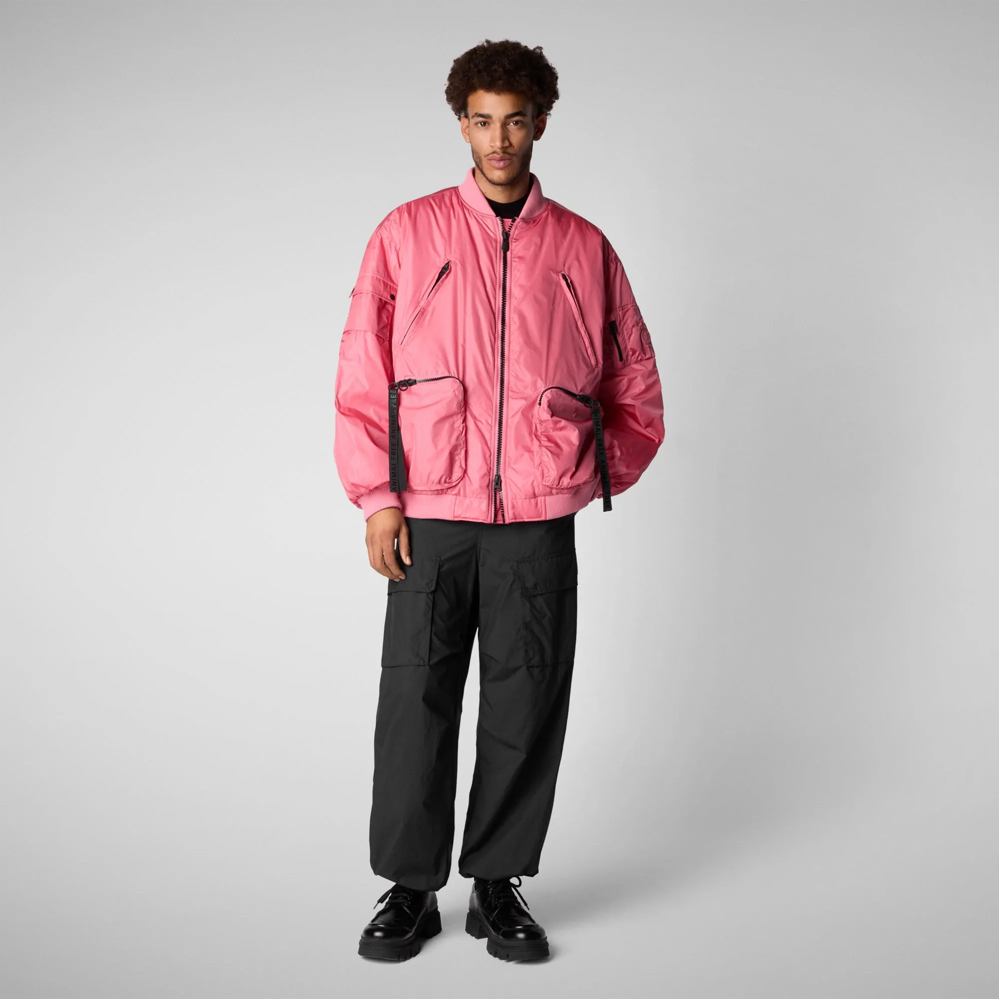 Unisex Usher Bomber Jacket in Bloom Pink