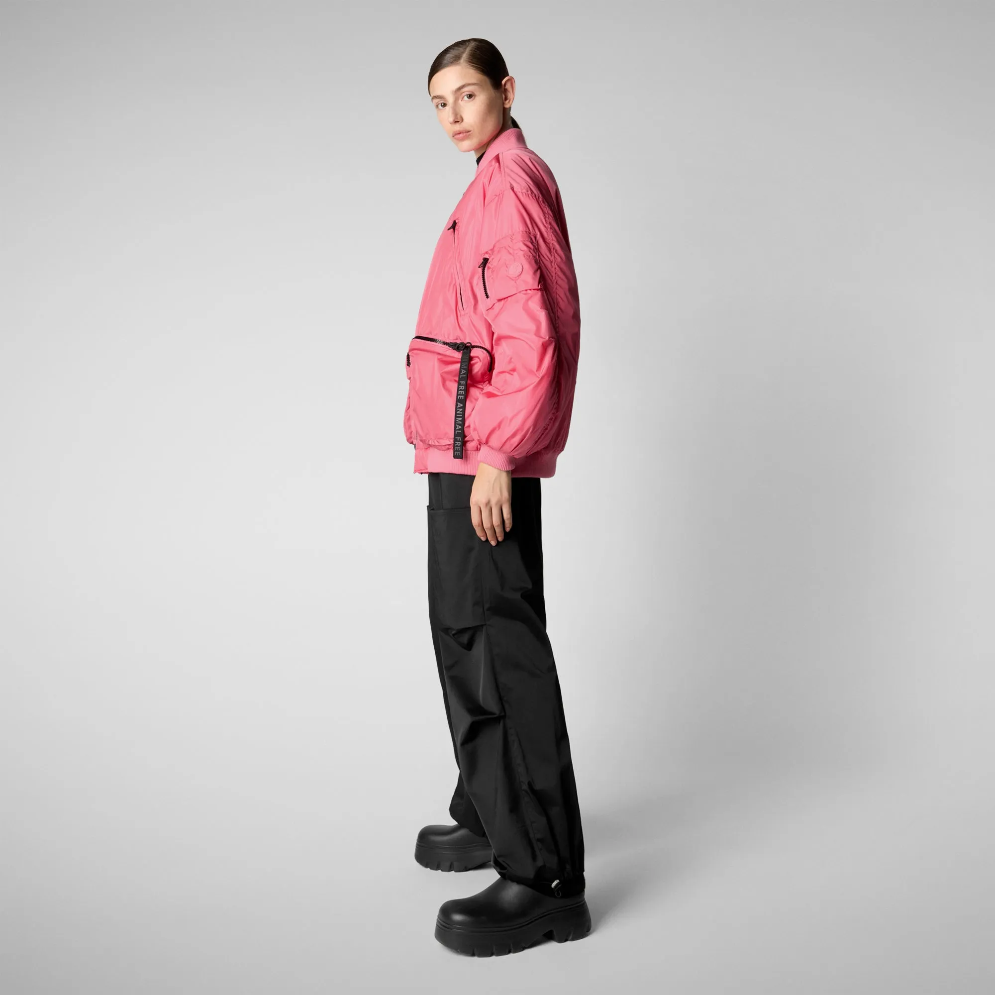 Unisex Usher Bomber Jacket in Bloom Pink