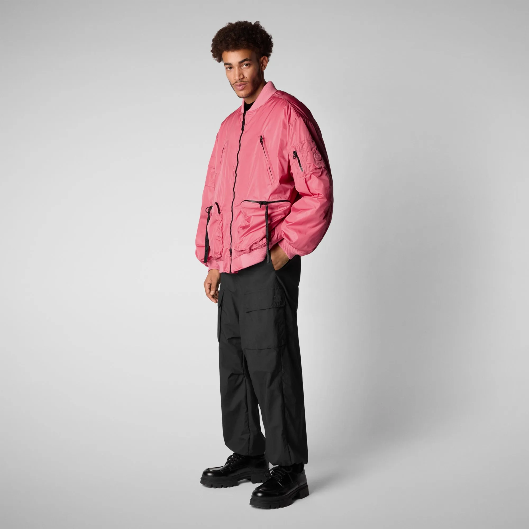 Unisex Usher Bomber Jacket in Bloom Pink