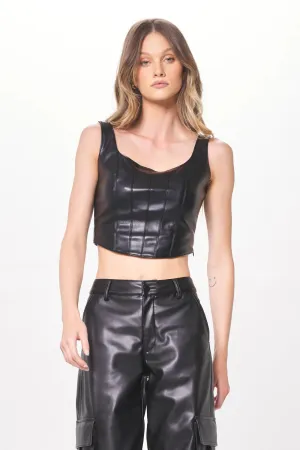 Vintage Havana Faux Leather Corset Top