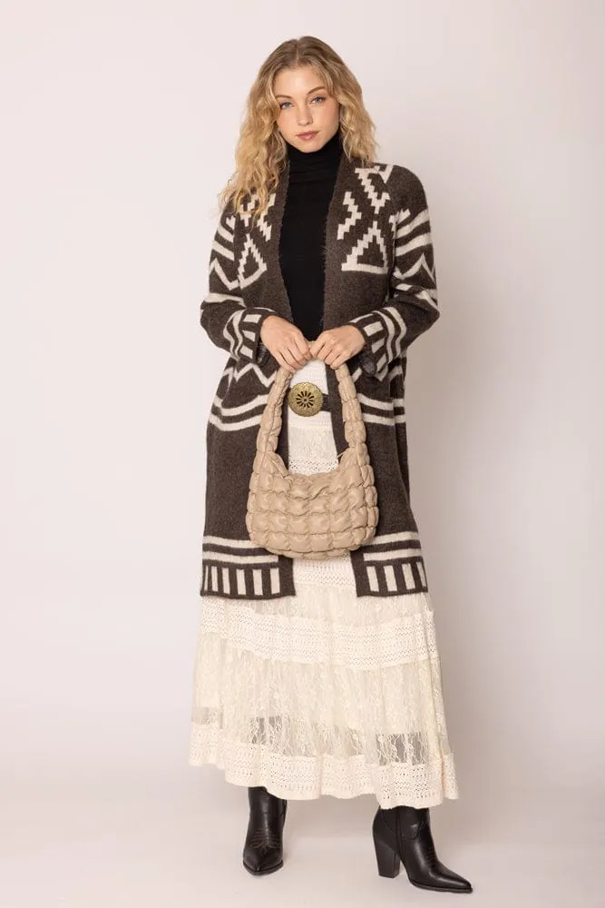 WCR420029 Aztec Long Cardigan