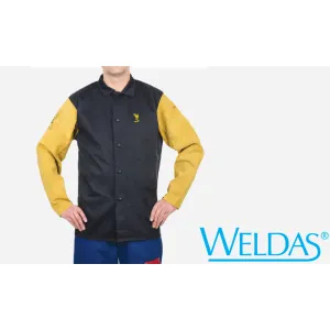 Weldas 33-8060L COOL Flame Retardant 30" Jacket Cotton w Leather Sleeve Large