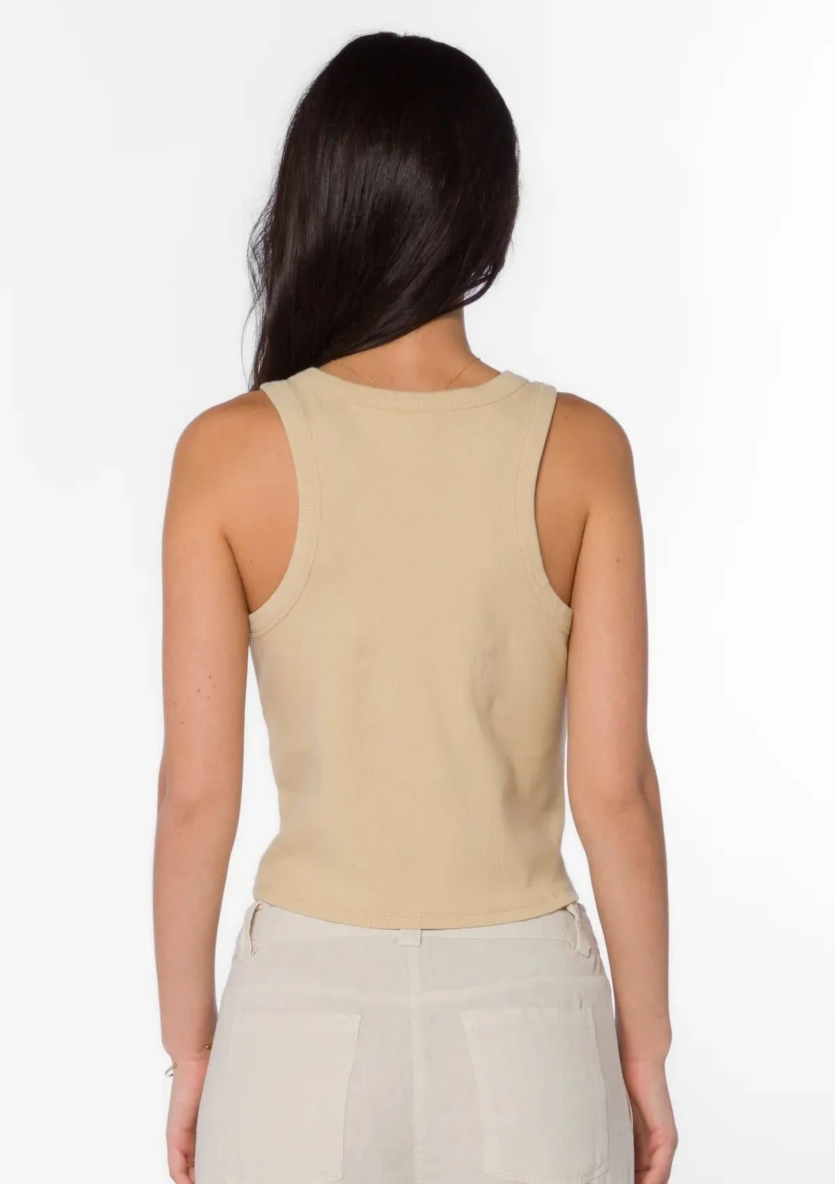 Weston Ribbed Knit Tank Top - Khaki