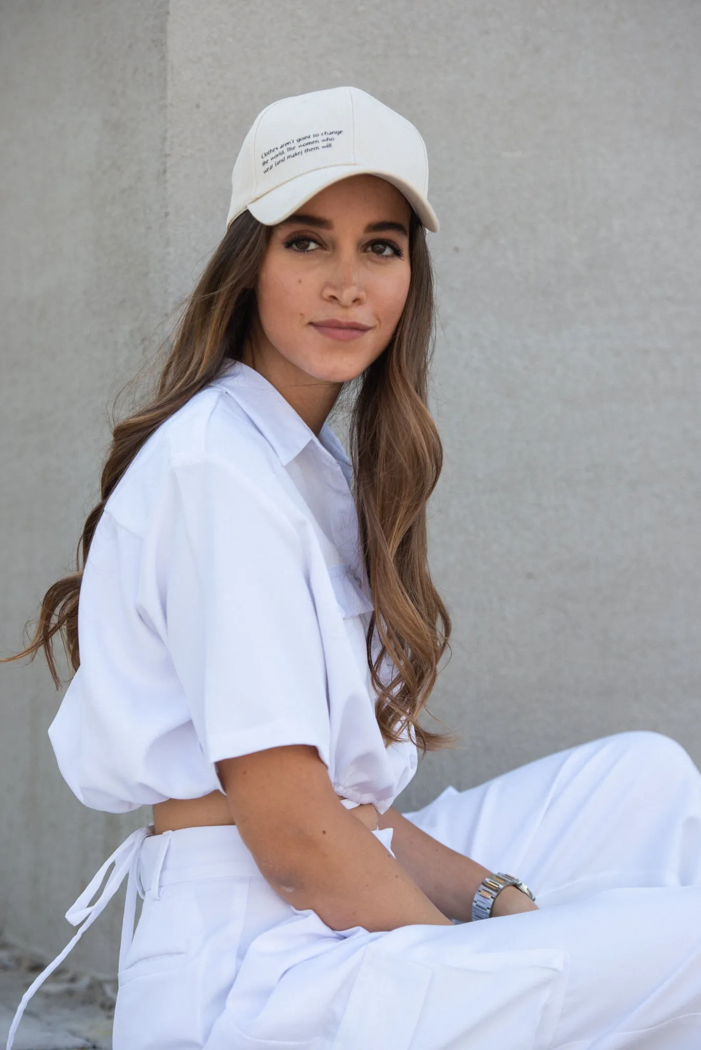 White boxy pocket top