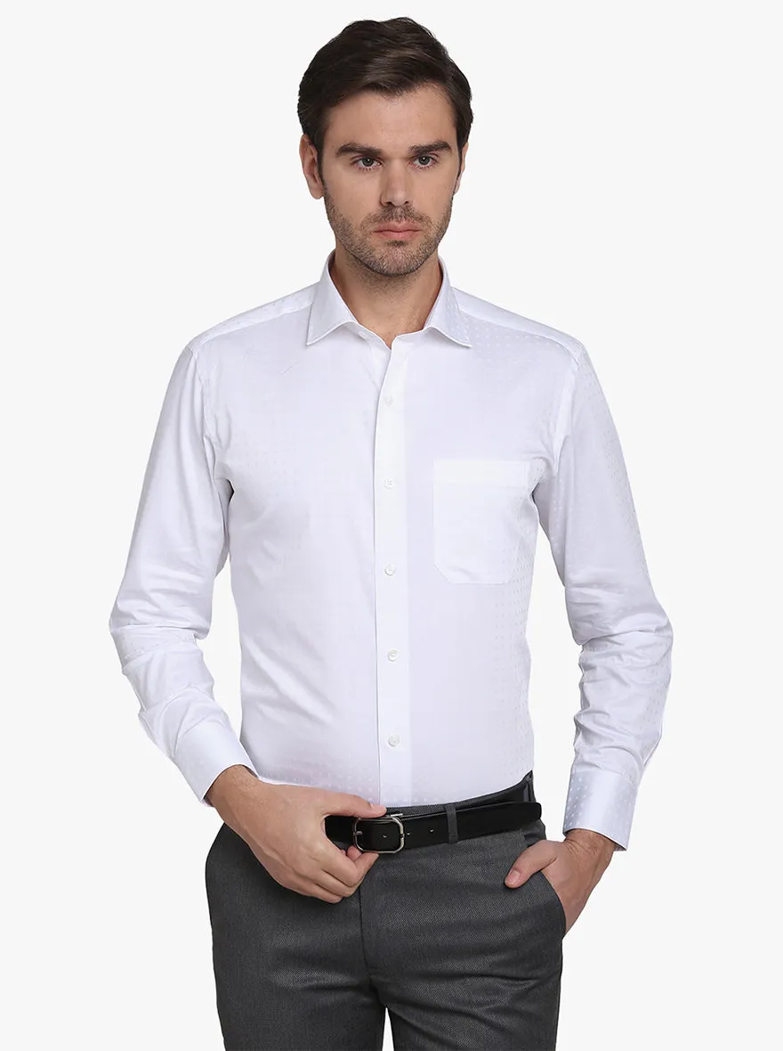 White Dobby Slim Fit Formal Shirt  | Metal