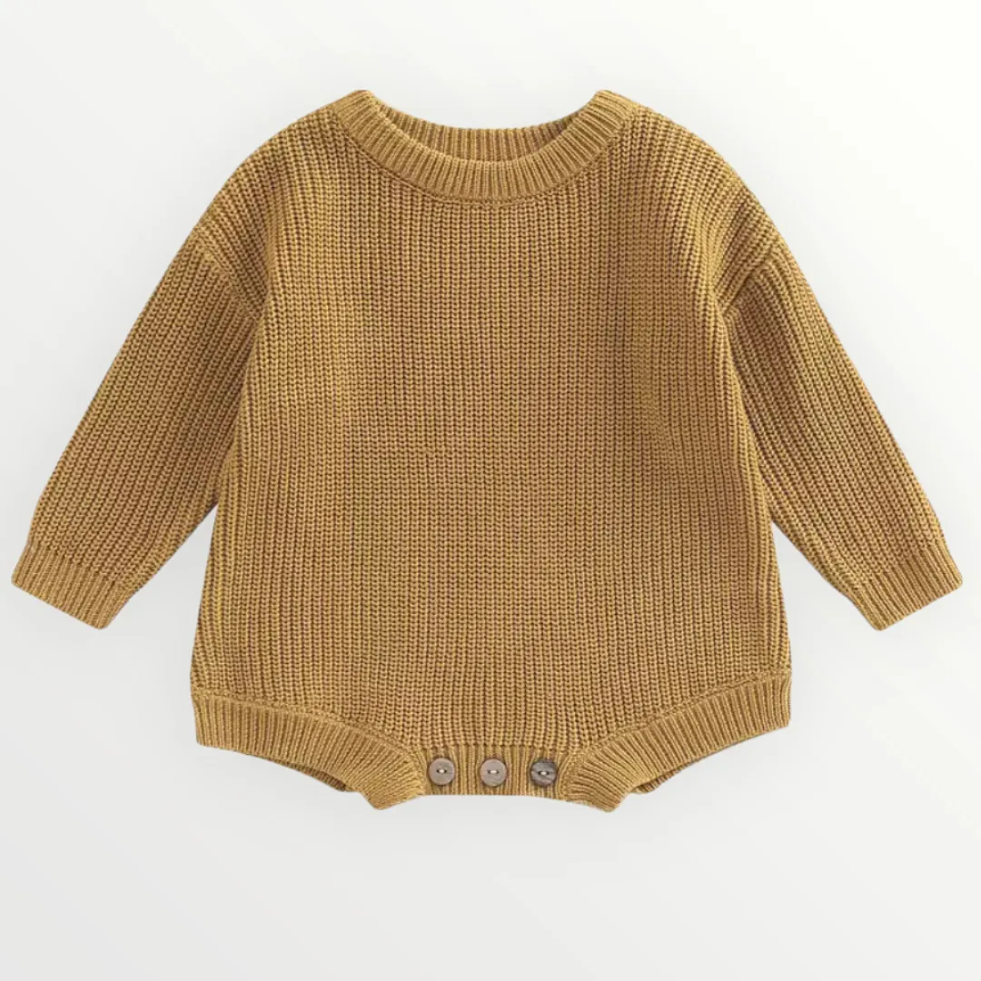 Willow Knit Sweater Romper - Mustard Yellow