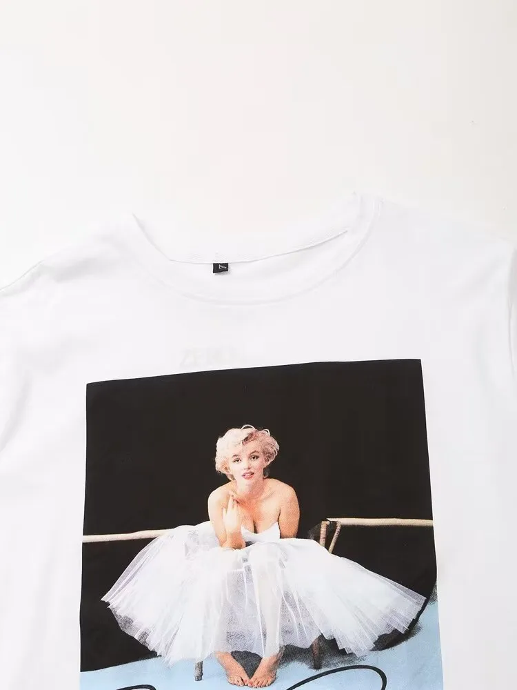 Women Clothing Marilyn Monroe Printing Short Sleeve T shirt Top