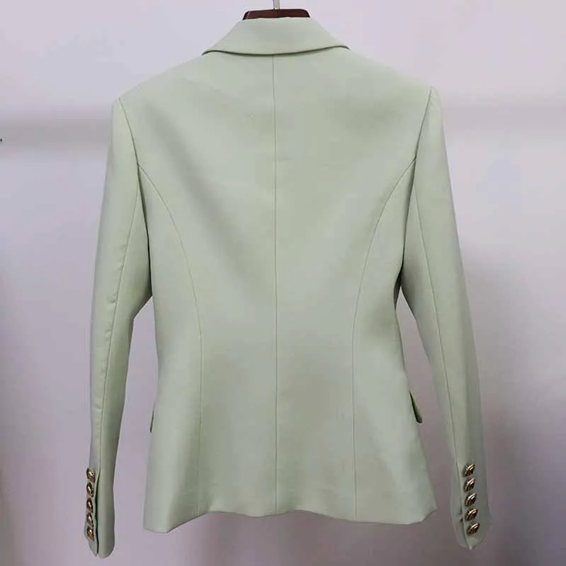 Women Coats Pistachio Green Jacket Long Sleeves Blazer Breasted Coat